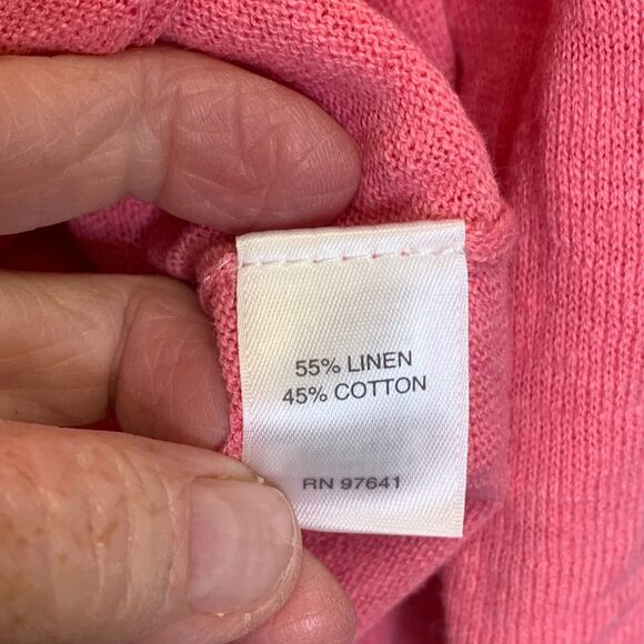 J. Jill Linen Cotton Pink Pullover Top Sustainable Eco Cottagecore Barbie LP - Picture 6 of 11